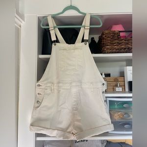 Old Navy white short overalls